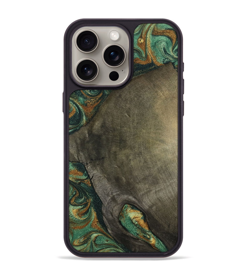 iPhone 15 Pro Max Wood Phone Case - Kaisen (Green, 798964)