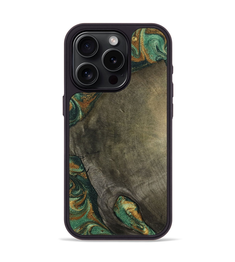 iPhone 15 Pro Wood Phone Case - Kaisen (Green, 798964)