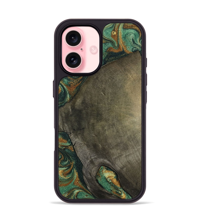 iPhone 16 Wood Phone Case - Kaisen (Green, 798964)