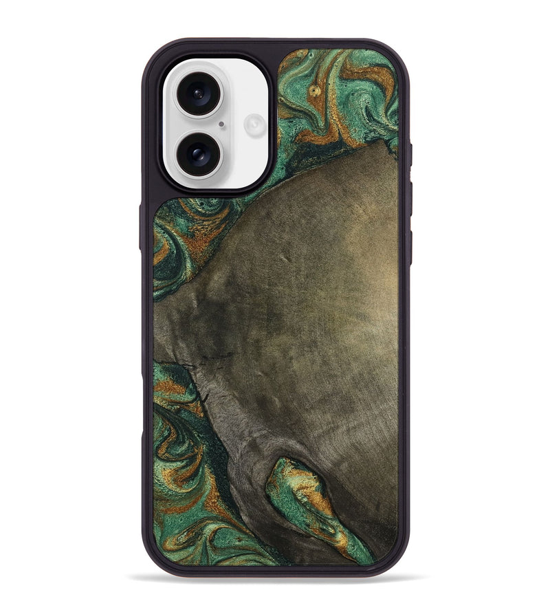 iPhone 16 Plus Wood Phone Case - Kaisen (Green, 798964)