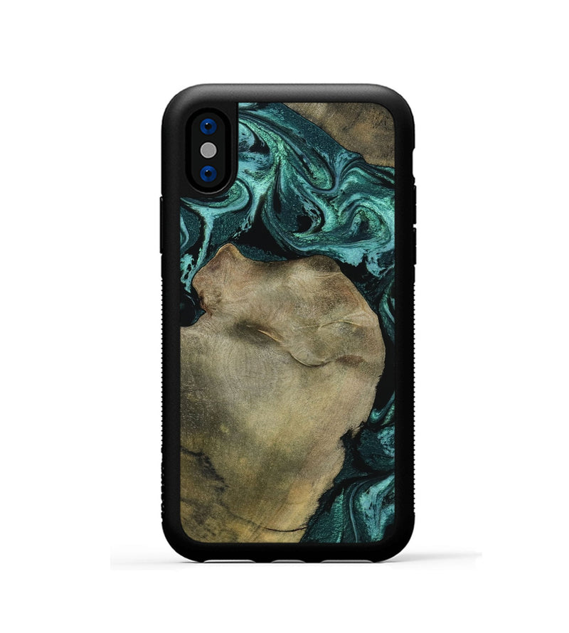 iPhone Xs Wood Phone Case - Lionel (Green, 798967)