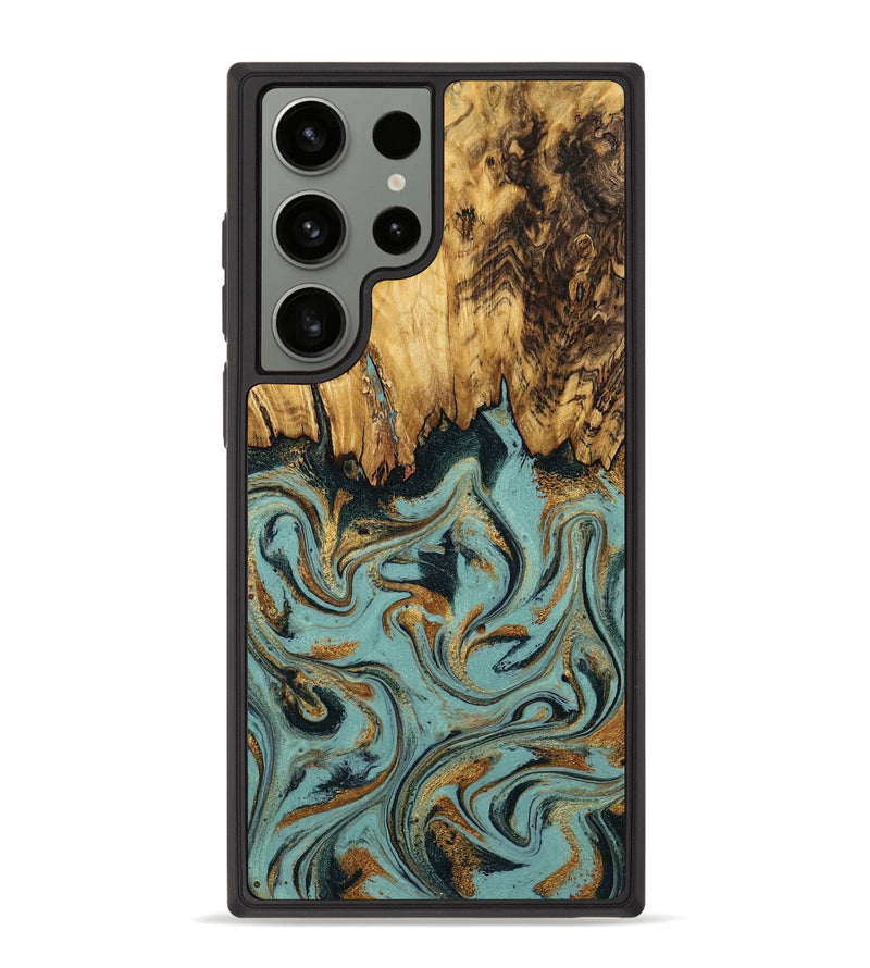 Galaxy S23 Ultra Wood Phone Case - Imogene (Teal & Gold, 798969)