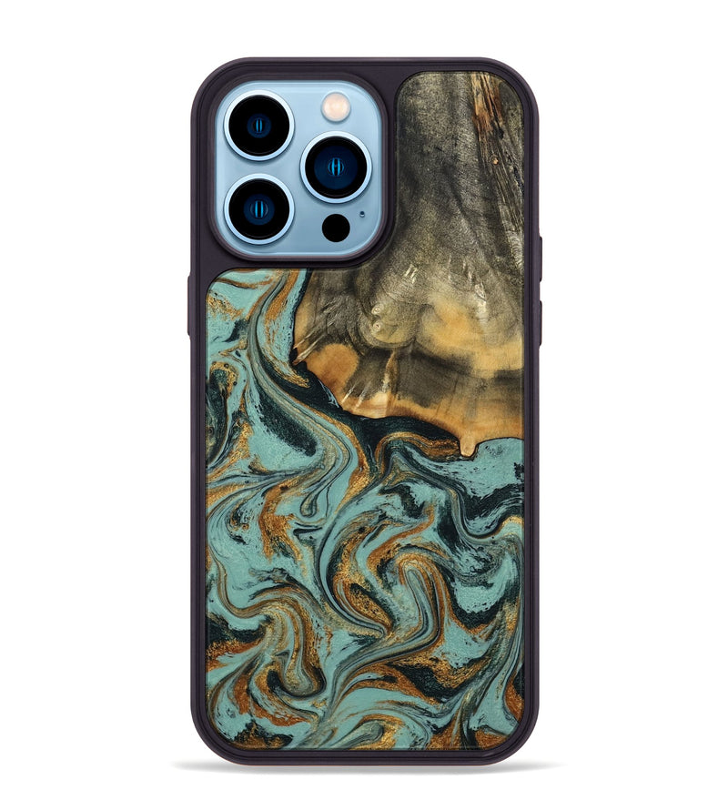 iPhone 14 Pro Max Wood Phone Case - Abigail (Green, 798971)