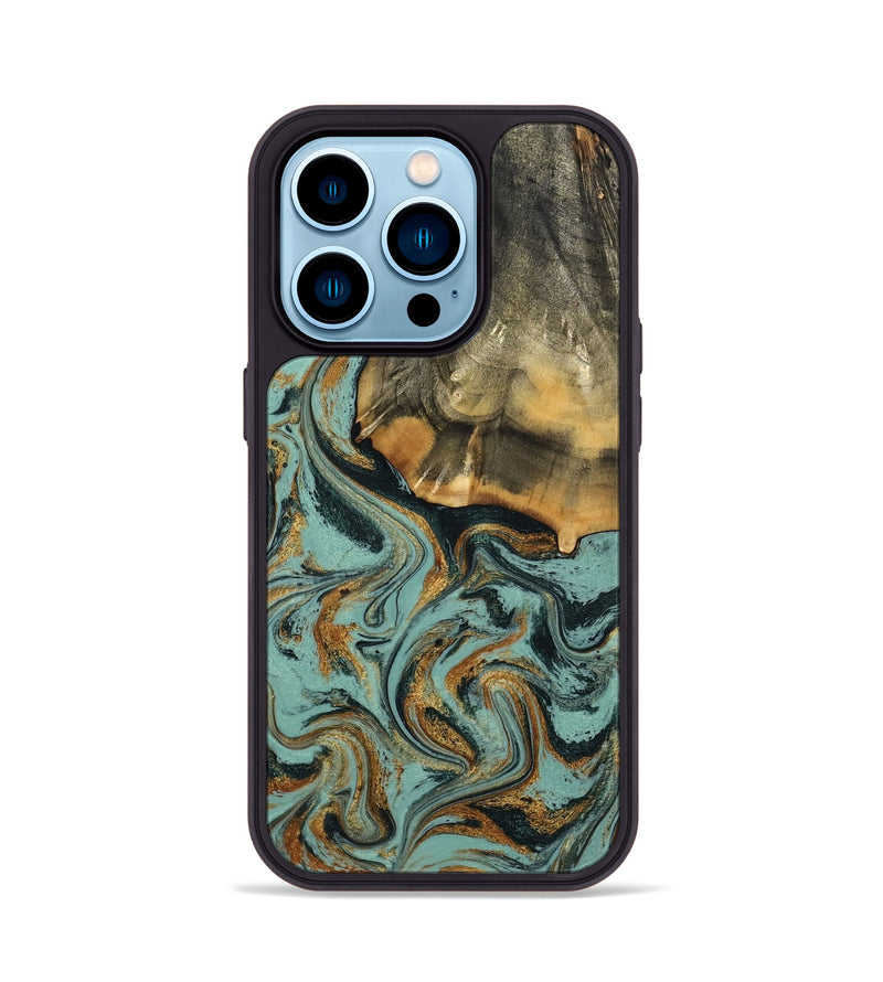 iPhone 14 Pro Wood Phone Case - Abigail (Green, 798971)