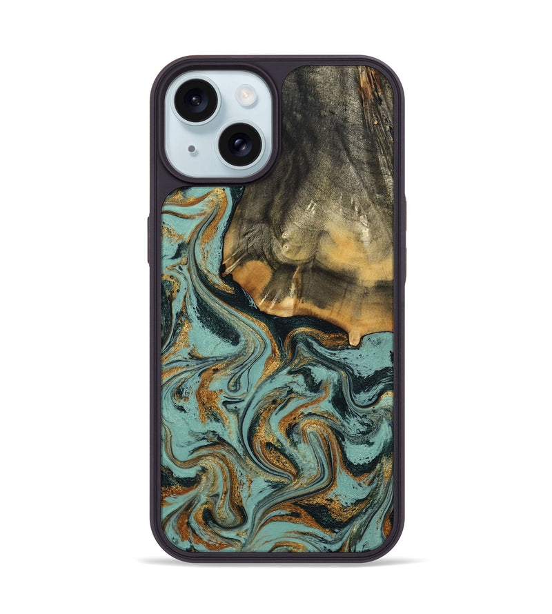 iPhone 15 Wood Phone Case - Abigail (Green, 798971)