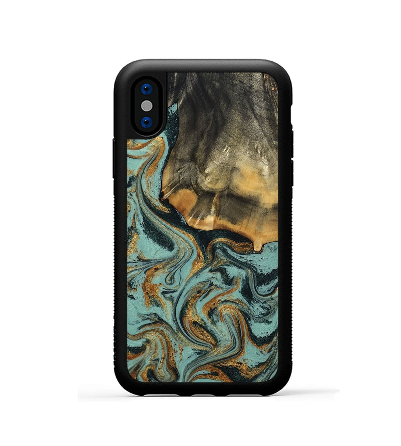 iPhone Xs Wood Phone Case - Abigail (Green, 798971)