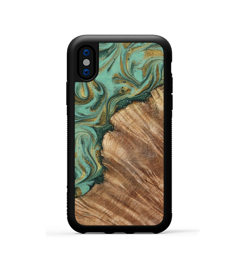 iPhone Xs Wood Phone Case - Jaida (Green, 798973)