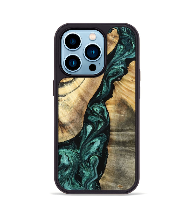 iPhone 14 Pro Wood Phone Case - Alene (Green, 798974)