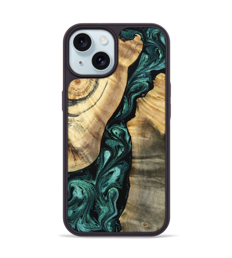 iPhone 15 Wood Phone Case - Alene (Green, 798974)