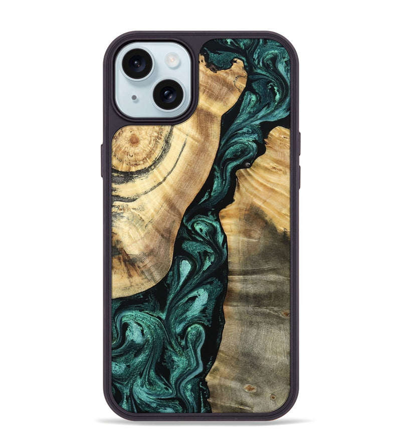 iPhone 15 Plus Wood Phone Case - Alene (Green, 798974)