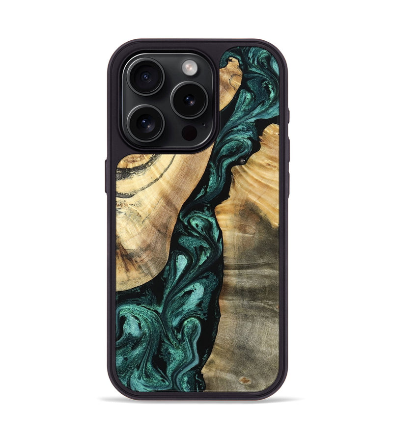 iPhone 15 Pro Wood Phone Case - Alene (Green, 798974)