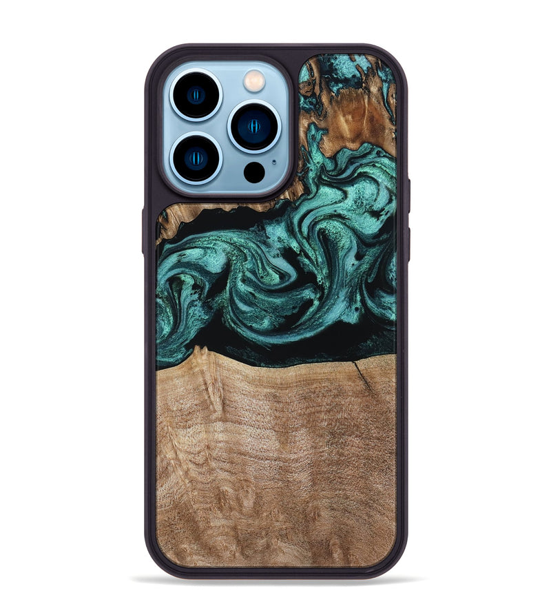 iPhone 14 Pro Max Wood Phone Case - Diya (Green, 798977)
