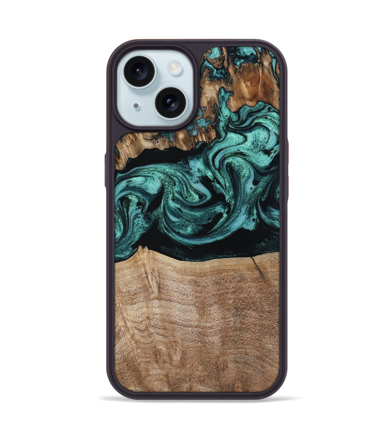 iPhone 15 Wood Phone Case - Diya (Green, 798977)