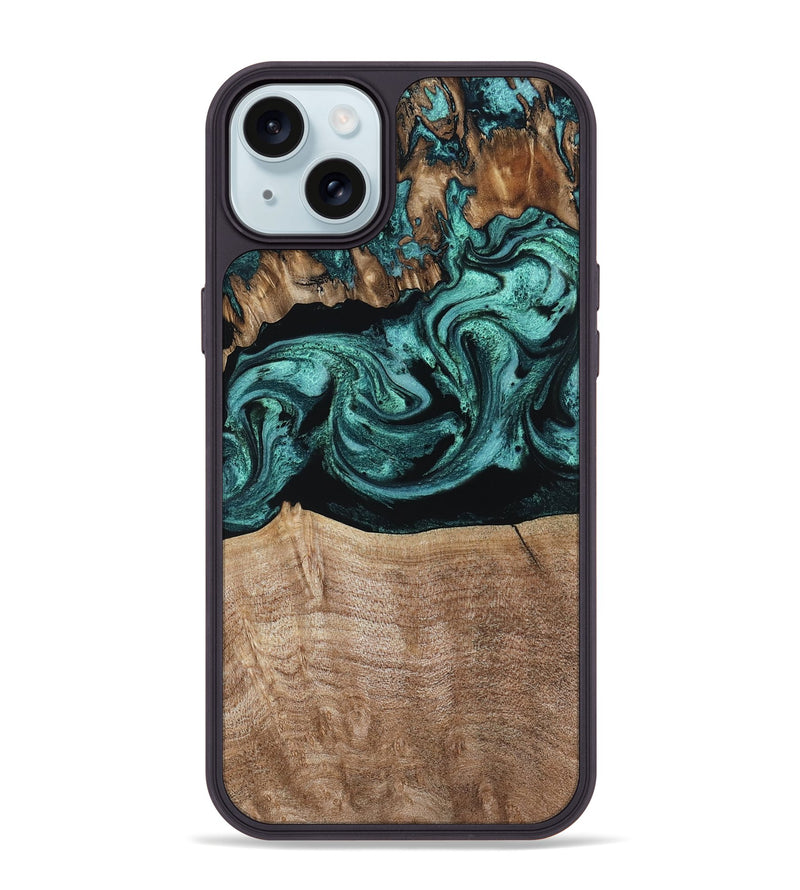 iPhone 15 Plus Wood Phone Case - Diya (Green, 798977)