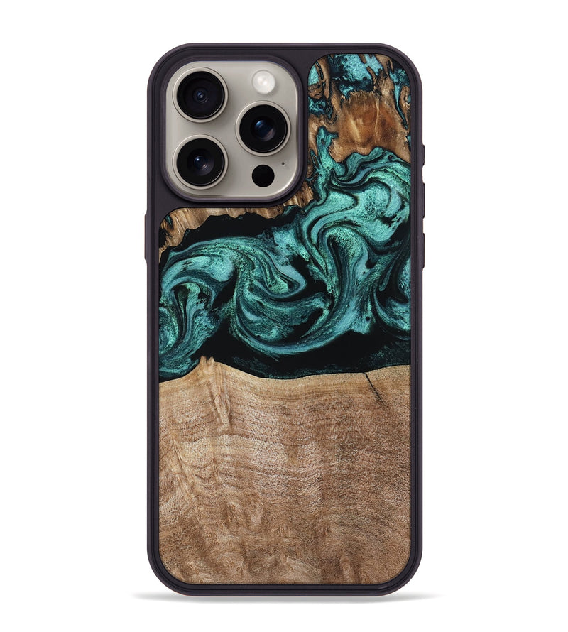 iPhone 15 Pro Max Wood Phone Case - Diya (Green, 798977)