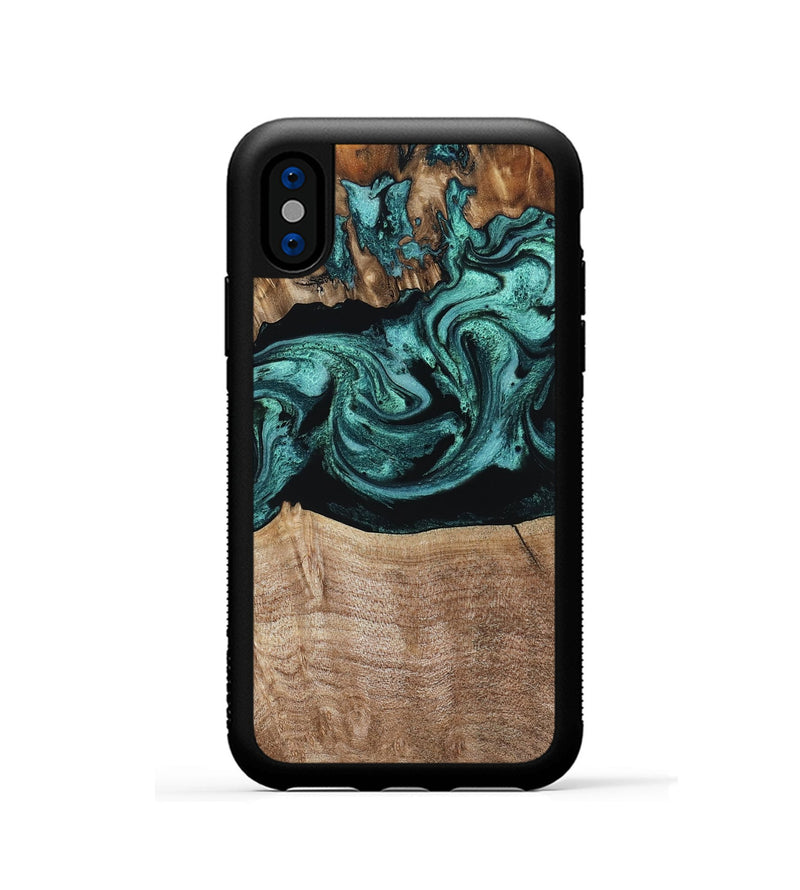 iPhone Xs Wood Phone Case - Diya (Green, 798977)