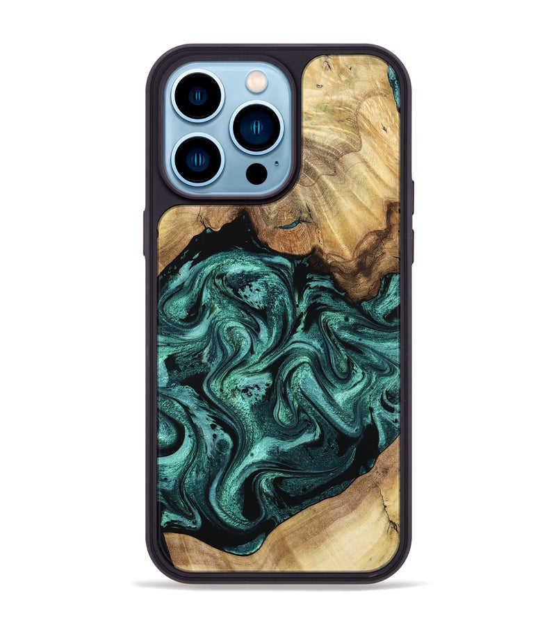 iPhone 14 Pro Max Wood Phone Case - Erwin (Green, 798980)