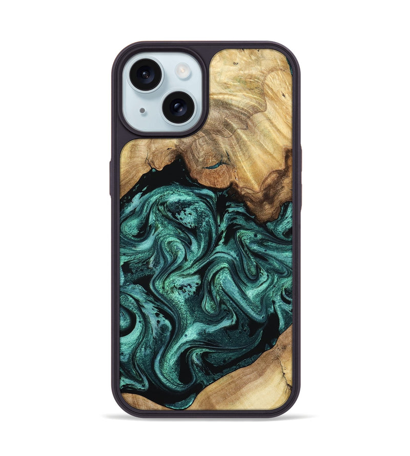 iPhone 15 Wood Phone Case - Erwin (Green, 798980)