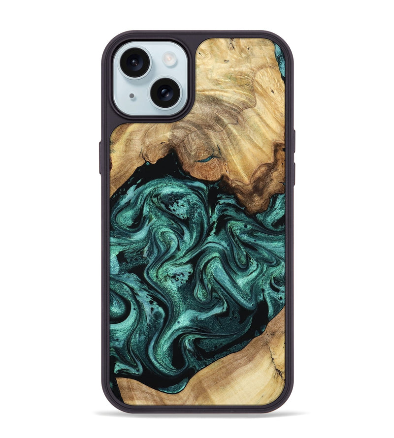 iPhone 15 Plus Wood Phone Case - Erwin (Green, 798980)