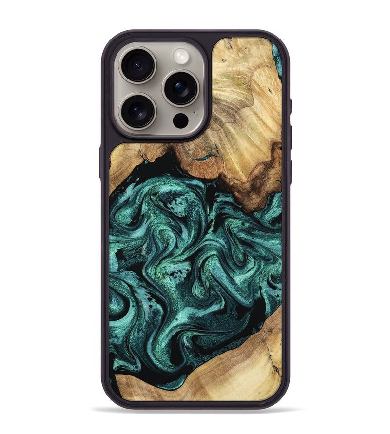 iPhone 15 Pro Max Wood Phone Case - Erwin (Green, 798980)
