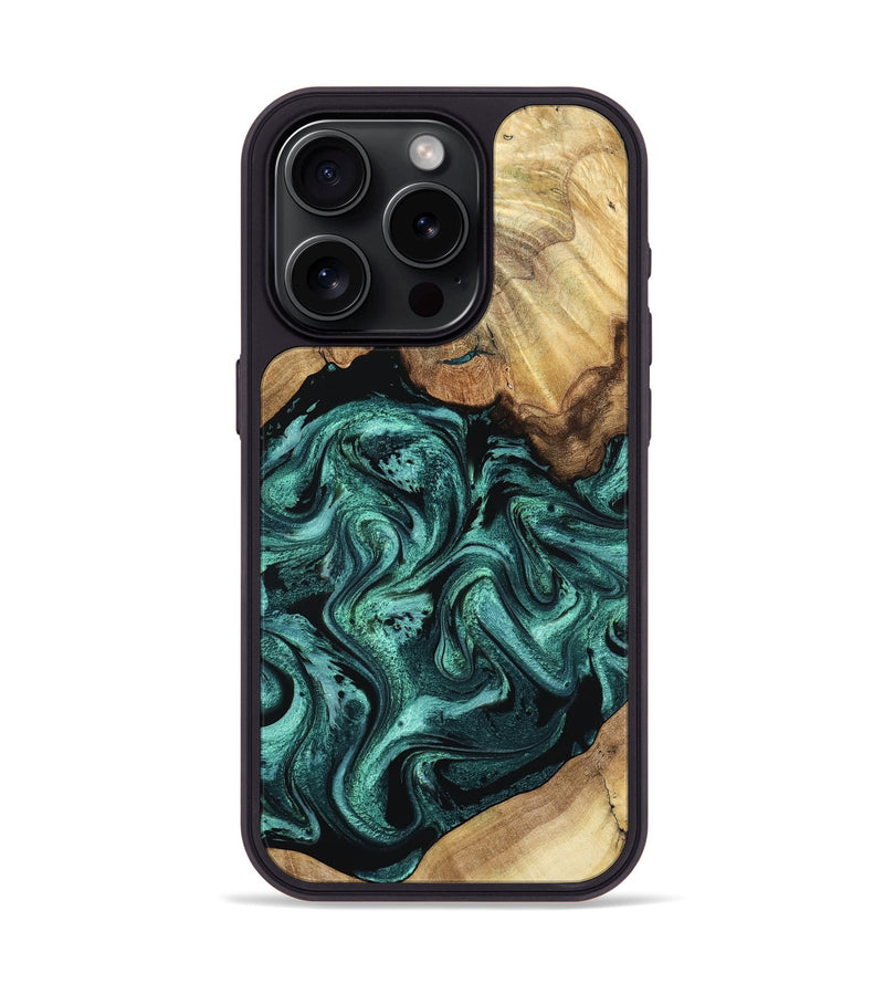 iPhone 15 Pro Wood Phone Case - Erwin (Green, 798980)