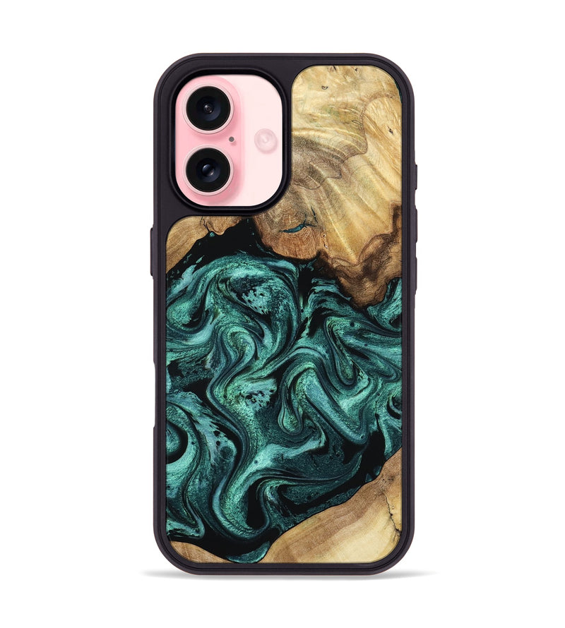 iPhone 16 Wood Phone Case - Erwin (Green, 798980)