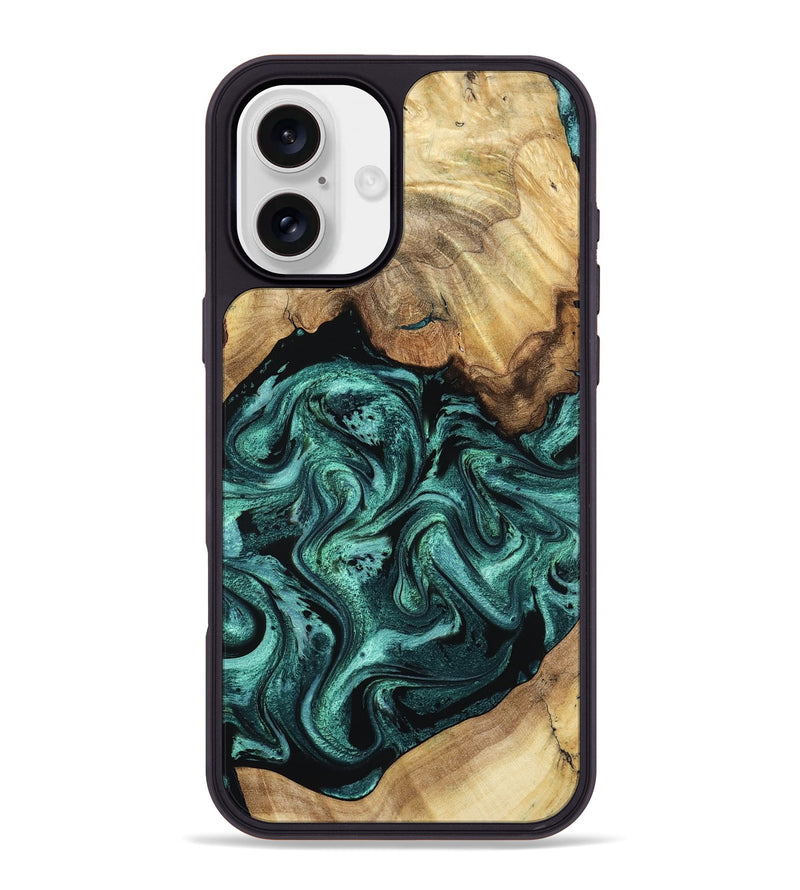 iPhone 16 Plus Wood Phone Case - Erwin (Green, 798980)
