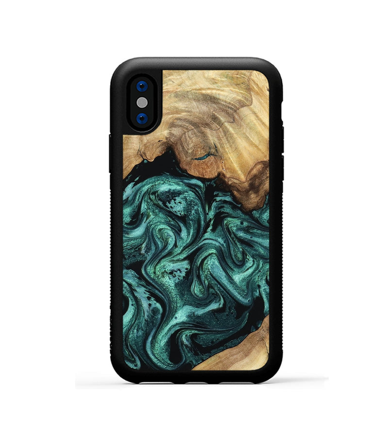 iPhone Xs Wood Phone Case - Erwin (Green, 798980)