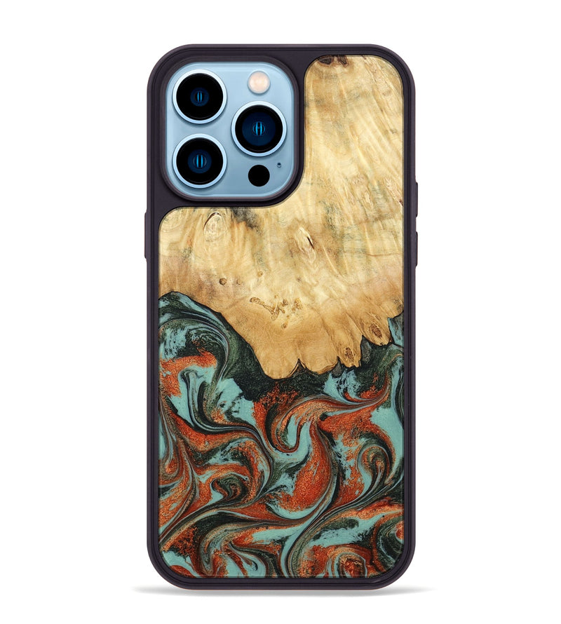 iPhone 14 Pro Max Wood Phone Case - Kaden (Green, 798983)