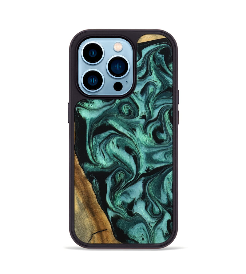 iPhone 14 Pro Wood Phone Case - Arthur (Green, 798985)