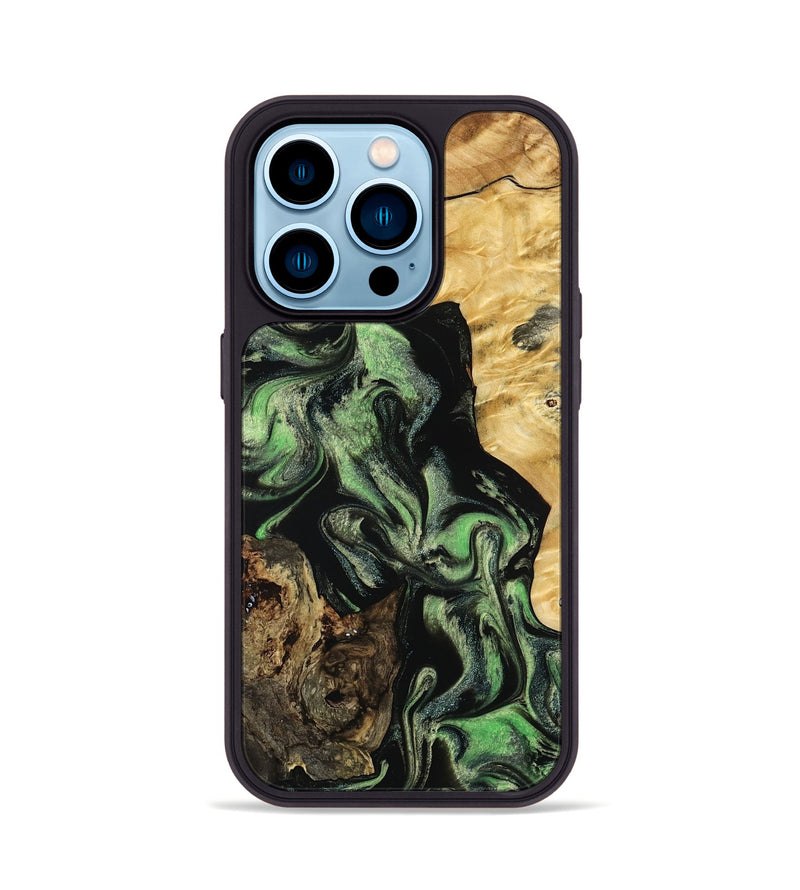 iPhone 14 Pro Wood Phone Case - Abigale (Green, 798988)