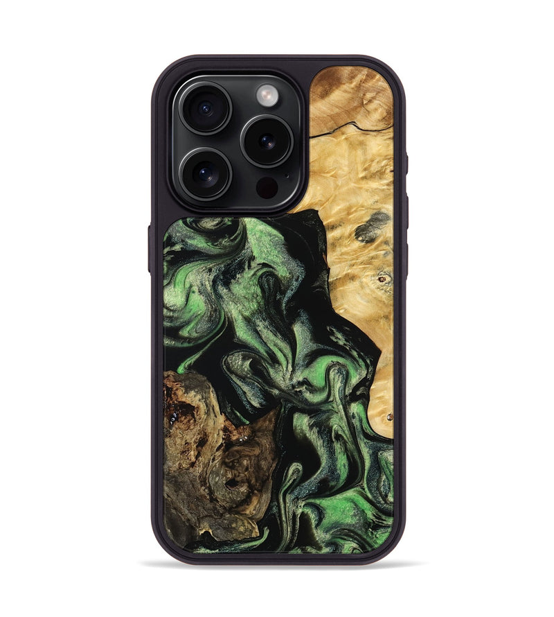 iPhone 15 Pro Wood Phone Case - Abigale (Green, 798988)