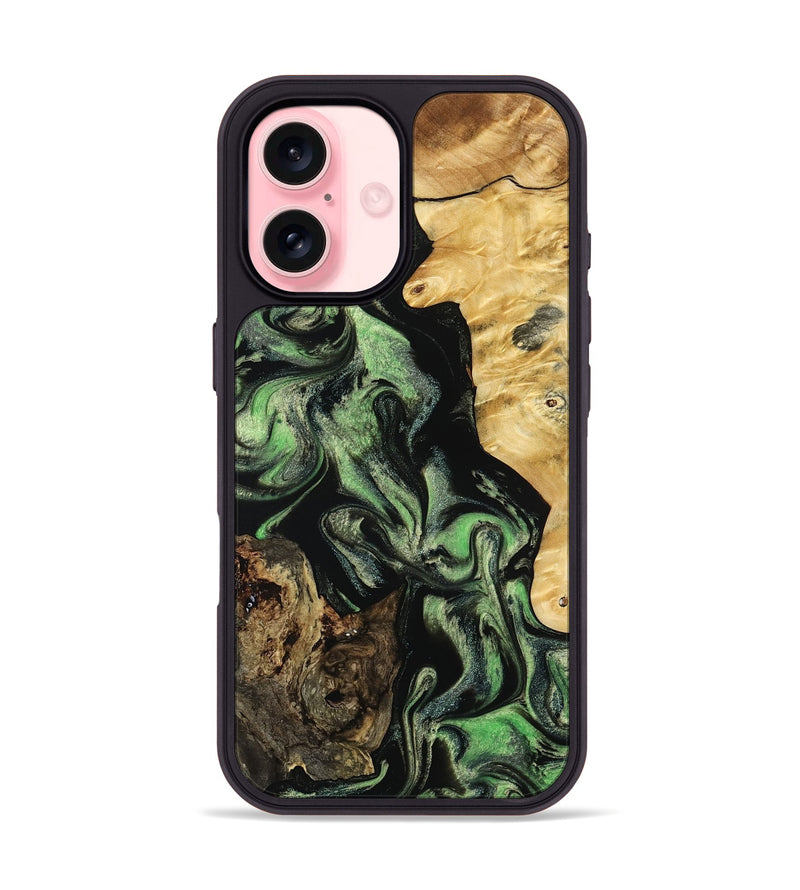 iPhone 16 Wood Phone Case - Abigale (Green, 798988)