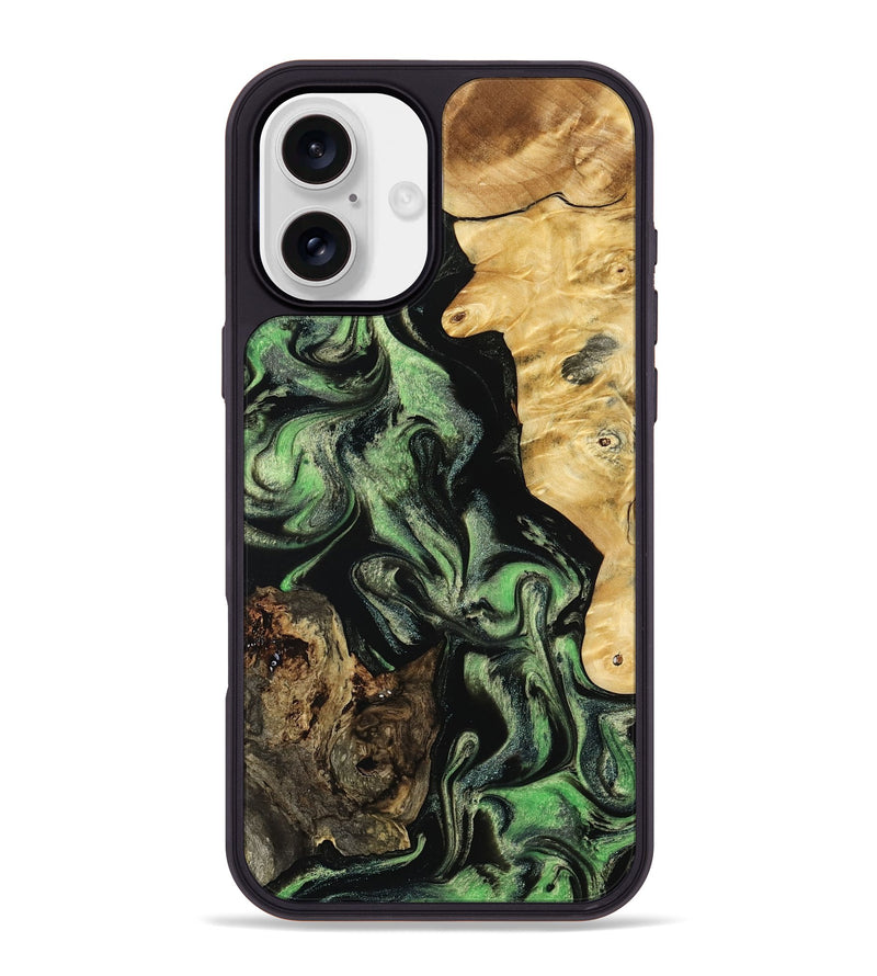 iPhone 16 Plus Wood Phone Case - Abigale (Green, 798988)