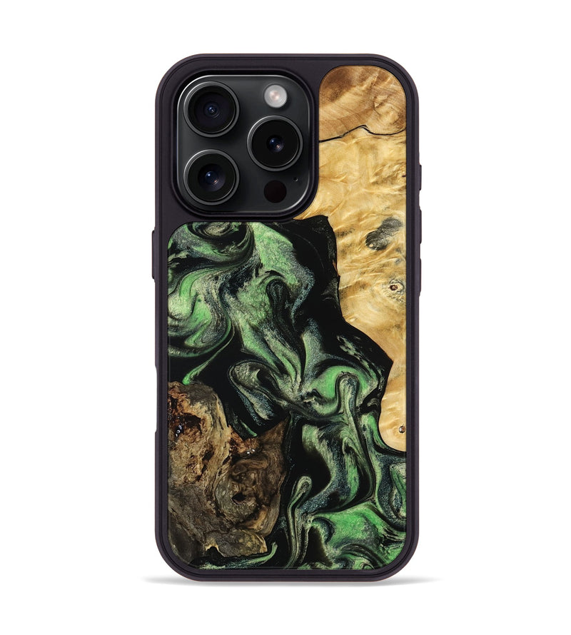 iPhone 16 Pro Wood Phone Case - Abigale (Green, 798988)