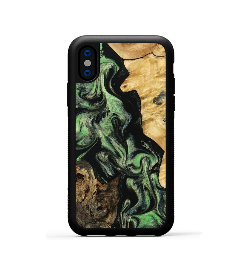 iPhone Xs Wood Phone Case - Abigale (Green, 798988)