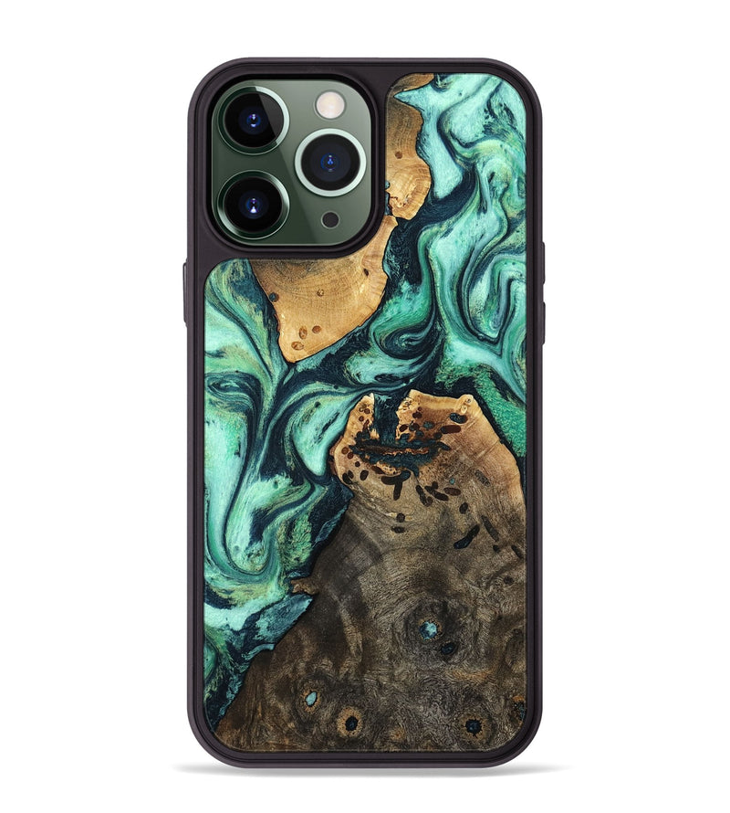 iPhone 13 Pro Max Wood Phone Case - Oleta (Green, 798989)