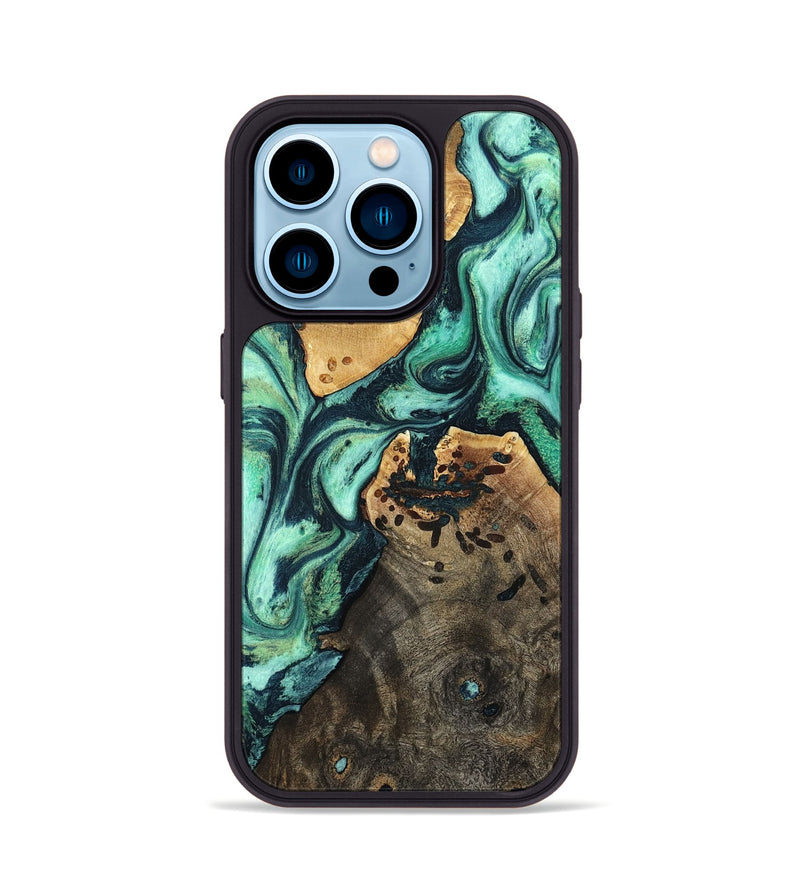 iPhone 14 Pro Wood Phone Case - Oleta (Green, 798989)