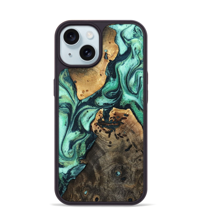 iPhone 15 Wood Phone Case - Oleta (Green, 798989)