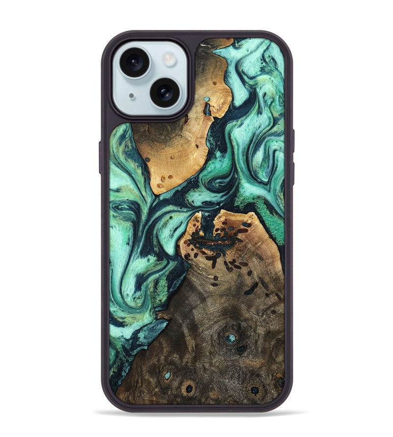 iPhone 15 Plus Wood Phone Case - Oleta (Green, 798989)