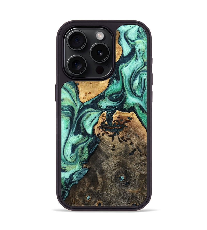 iPhone 15 Pro Wood Phone Case - Oleta (Green, 798989)