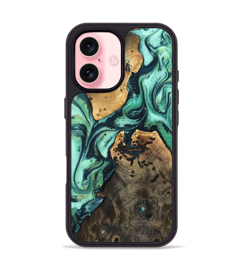 iPhone 16 Wood Phone Case - Oleta (Green, 798989)