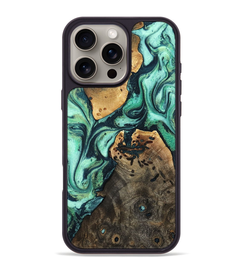 iPhone 16 Pro Max Wood Phone Case - Oleta (Green, 798989)
