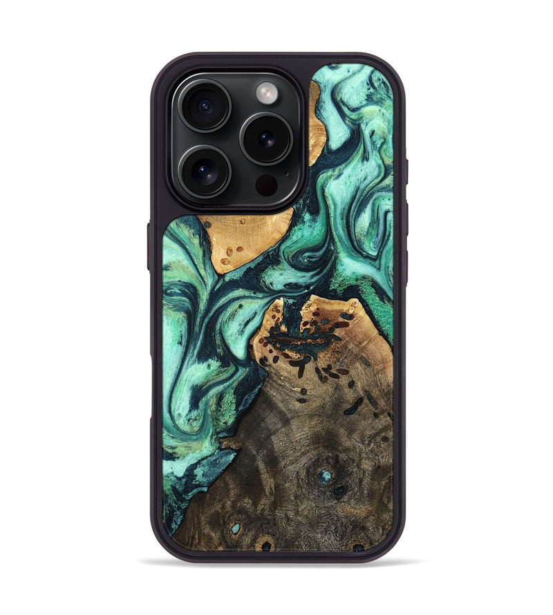 iPhone 16 Pro Wood Phone Case - Oleta (Green, 798989)