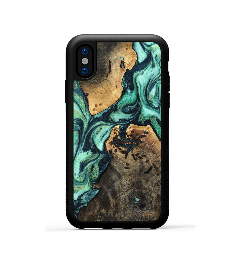 iPhone Xs Wood Phone Case - Oleta (Green, 798989)