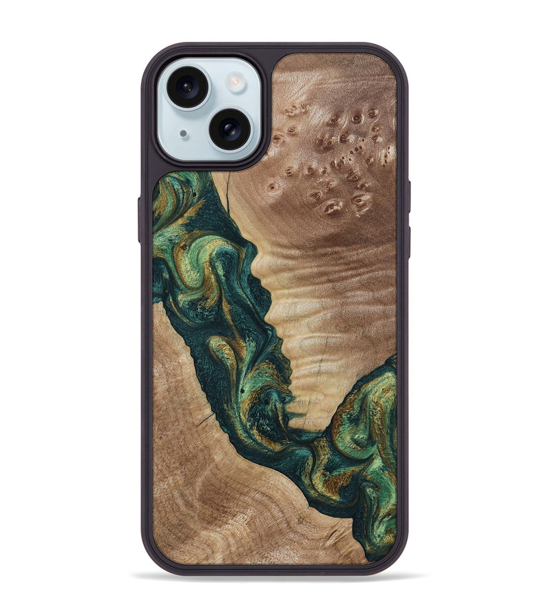 iPhone 15 Plus Wood Phone Case - Traci (Green, 798990)