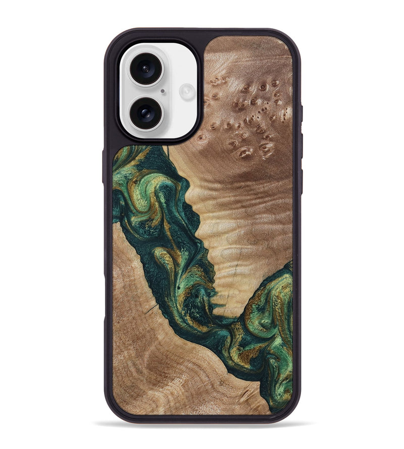 iPhone 16 Plus Wood Phone Case - Traci (Green, 798990)