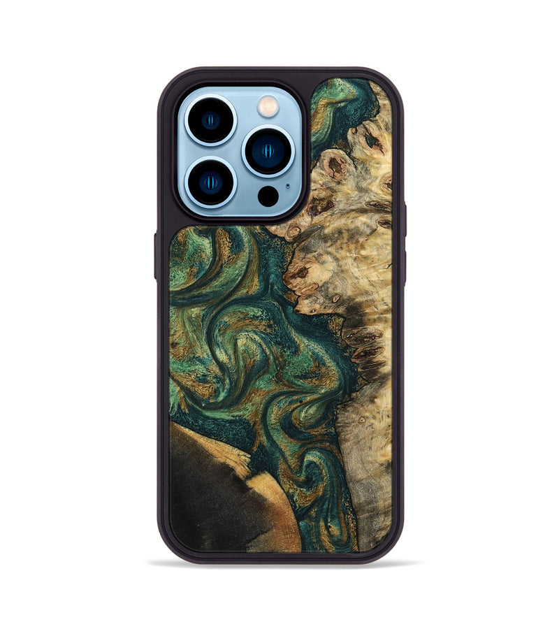 iPhone 14 Pro Wood Phone Case - Dannie (Green, 798992)