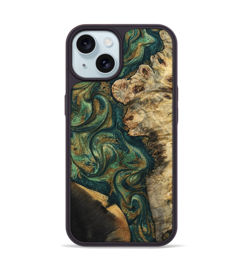 iPhone 15 Wood Phone Case - Dannie (Green, 798992)
