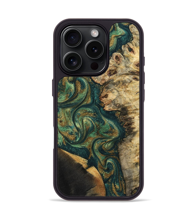 iPhone 16 Pro Wood Phone Case - Dannie (Green, 798992)